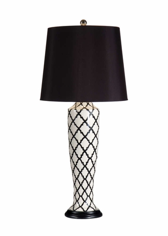 9278 Wildwood Lamps Crossed Keys Vase Lamp with Hand Painted Porcelain with Wood