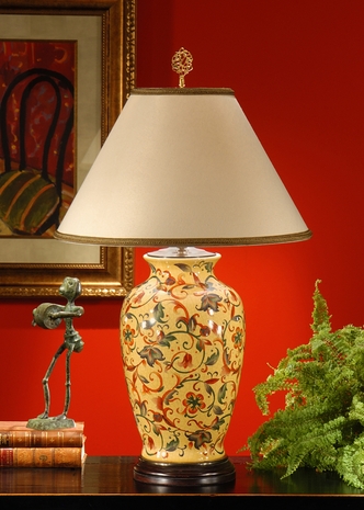 9280 Wildwood Lamps Swirling Vines Lamp with Hand Painted Porcelain