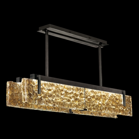 928040-12 Fine Art Lighting Terra 52.25"W Linear Pendant with Black/Gold Leaf Glass Finish