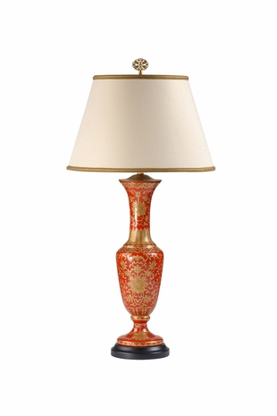 9281 Wildwood Lamps Fire and Gold Lamp with Hand Decorated Porcelain