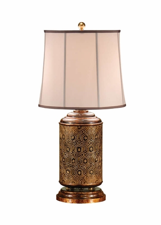 9284 Wildwood Lamps Stars and Diamonds Lamp with Hand Carved and Colored Wood