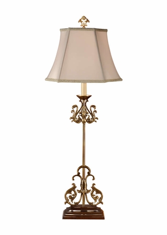9291 Wildwood Lamps Fleurs De Brass Lamp with Hand Antiqued Cast Brass