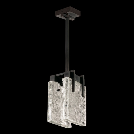 930240-11 Fine Art Lighting Terra 7.75"W Rectangular Pendant with Black/Clear Glass Finish