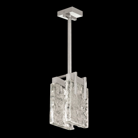 930240-21 Fine Art Lighting Terra 7.75"W Rectangular Pendant with Silver/Clear Glass Finish