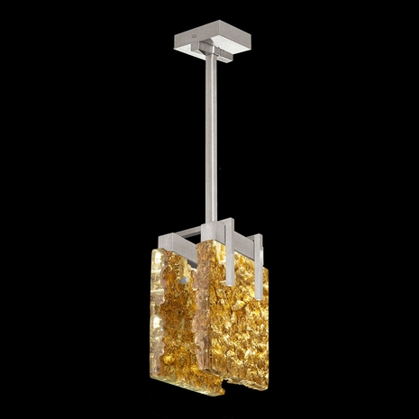 930240-22 Fine Art Lighting Terra 7.75"W Rectangular Pendant with Silver/Gold Leaf Glass Finish