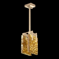 930240-32 Fine Art Lighting Terra 7.75"W Rectangular Pendant with Gold/Gold Leaf Glass Finish