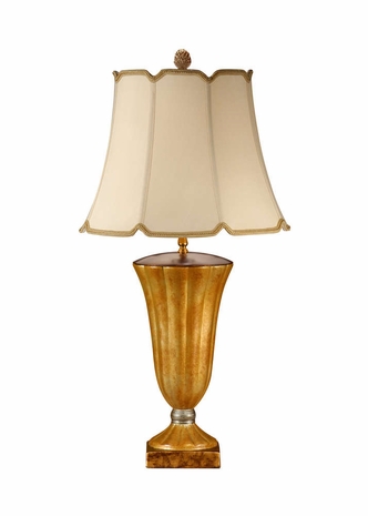 9305 Wildwood Lamps Golden Flutes Lamp with Hand Colored Ceramic