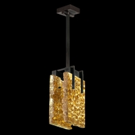 930540-12 Fine Art Lighting Terra 7.75"W Rectangular Pendant with Black/Gold Leaf Glass Finish