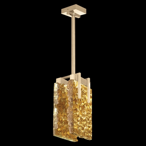 930540-32 Fine Art Lighting Terra 7.75"W Rectangular Pendant with Gold/Gold Leaf Glass Finish
