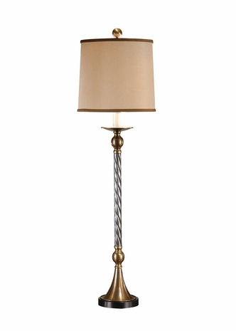 9309 Wildwood Lamps Trumpet and Twist Lamp with Brass and Bronze Plate Finish Brass Finial