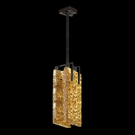 931040-12 Fine Art Lighting Terra 7.75"W Rectangular Pendant with Black/Gold Leaf Glass Finish