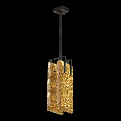 931040-12 Fine Art Lighting Terra 7.75"W Rectangular Pendant with Black/Gold Leaf Glass Finish