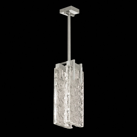 931040-21 Fine Art Lighting Terra 7.75"W Rectangular Pendant with Silver/Clear Glass Finish