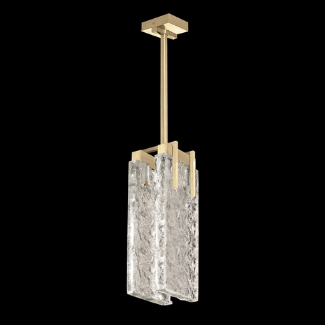 931040-31 Fine Art Lighting Terra 7.75"W Rectangular Pendant with Gold/Clear Glass Finish