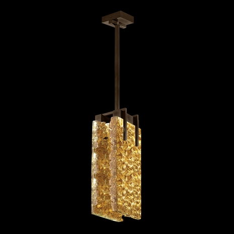 931040-42 Fine Art Lighting Terra 7.75"W Rectangular Pendant with Bronze/Gold Leaf Glass Finish