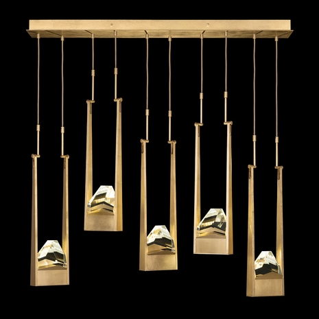 932140-2 Fine Art Lighting Strata 50"W Linear Pendant with Gold Leaf Finish