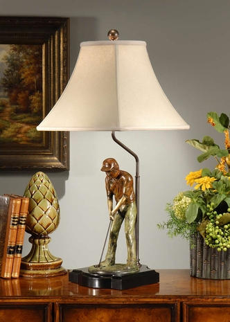 9342 Wildwood Lamps Teed Up Lamp with Cast Alloy Hand Colored