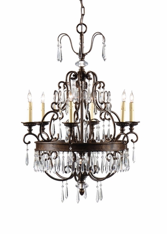 9433 Wildwood Lamps Prisms on Bronze Chandelier