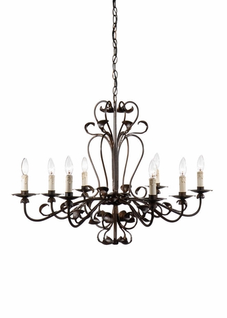 9475 Wildwood Lamps Iron Chandelier - Hand Antiqued-8 Lights Finish
