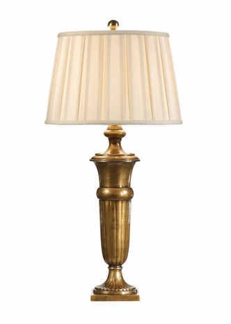 9477 Wildwood 31in. Solid Brass Gentry Lamp with Silk Shade and Old World Patina Finish