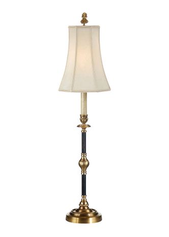 9504 Wildwood 33in. Composite Emmett Lamp with Silkette Shade and Black/Antique Patina Finish