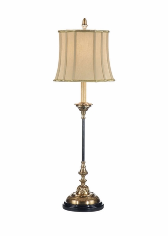 9505 Wildwood 34in. Cast Brass Westport Lamp with Silkette Shade and Antique Patina/Black Finish