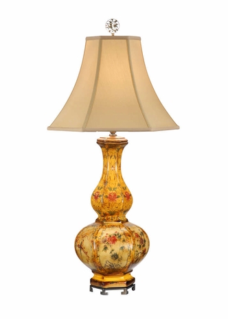 9506 Wildwood Lamps Squared Gourd Vase Lamp with Brass Mounting