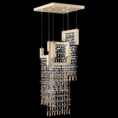 950740-1 Fine Art Lighting Capri 22"W Square Pendant with Soft Gold Leaf Finish
