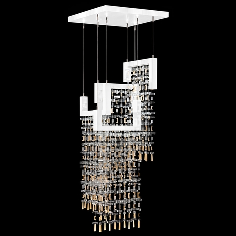950740-2 Fine Art Lighting Capri 22"W Square Pendant with White Gloss Finish