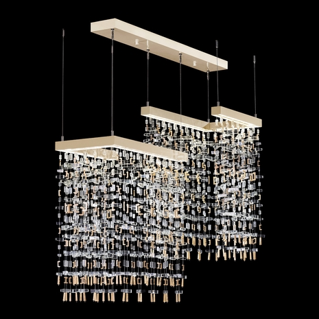 950840-1 Fine Art Lighting Capri 38"W Rectangular Pendant with Soft Gold Leaf Finish