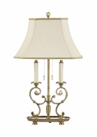 9512 Wildwood 27in. Solid Brass Barrymore Lamp with Silk Shade and Antique Patina Finish