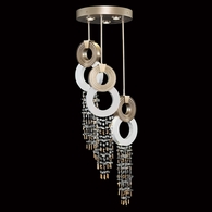 952140-3 Fine Art Lighting Capri 18"W Round Pendant with Soft Gold Leaf/White Gloss Finish
