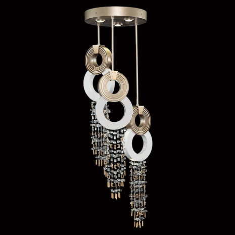 952140-3 Fine Art Lighting Capri 18"W Round Pendant with Soft Gold Leaf/White Gloss Finish