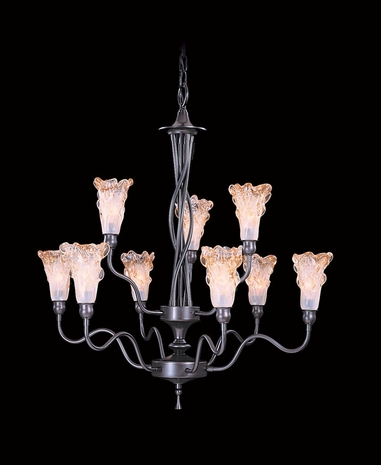 9549 Framburg Lighting Stone Crystal Nine-Light Chandelier