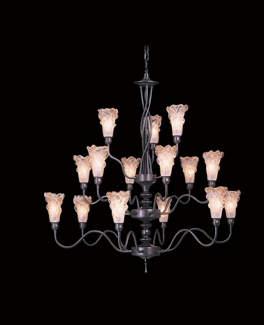 9555 Framburg Lighting Stone Crystal Fifteen-Light Chandelier