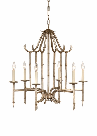 9614 Wildwood Bamboo Chandelier - Silver
