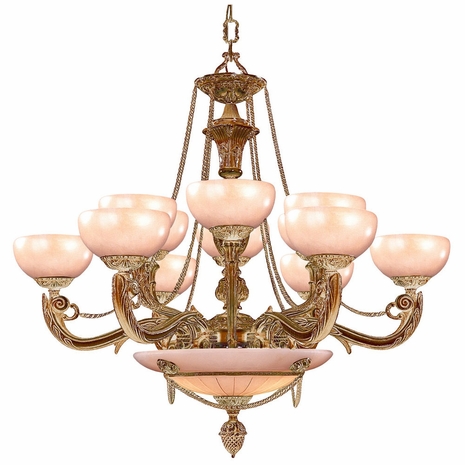 969-WH Crystorama Natural Alabaster 12 Light French White Chandelier
