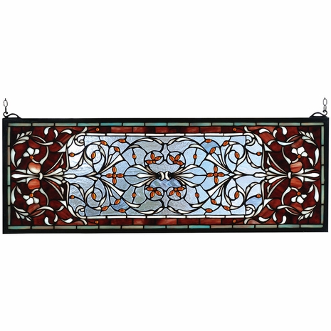 98059 Meyda Tiffany 28"W X 10"H Versaille Transom Stained Glass Window