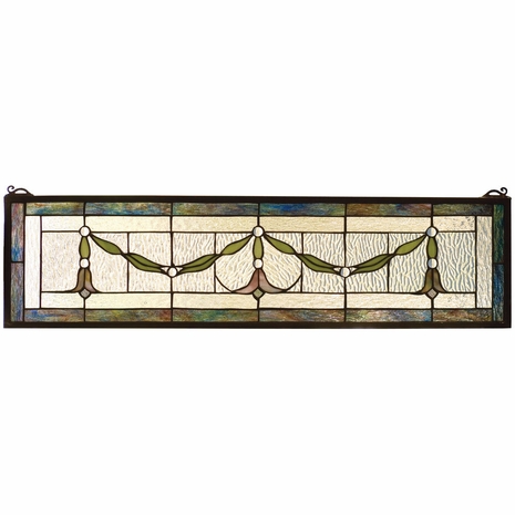 98102 Meyda Tiffany 32"W X 8"H Garland Swag Stained Glass Window