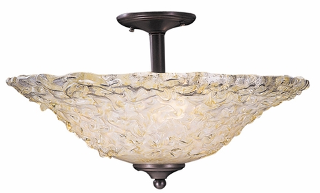 9818 Framburg Lighting Stone Crystal 3 Light Flush Mount and Semi-Flush Mount
