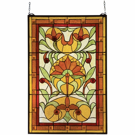 98229 Meyda Tiffany 20"W X 30"H Picadilly Stained Glass Window