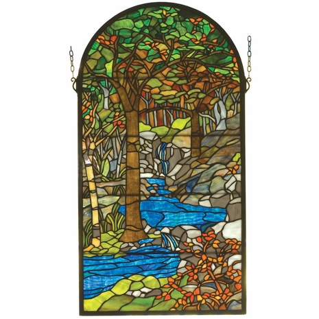 98255 Meyda Tiffany 16"W X 30"H Tiffany Waterbrooks Stained Glass Window