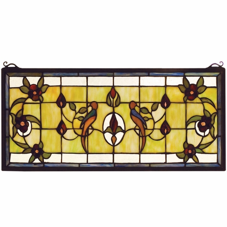 98451 Meyda Tiffany 22"W X 10"H Lancaster Stained Glass Window
