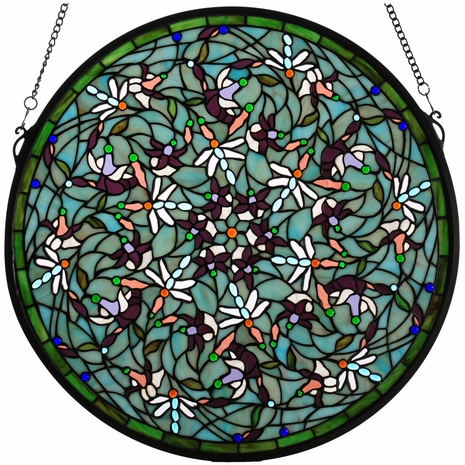 98956 Meyda Tiffany 22"W X 22"H Dragonfly Stained Glass Window