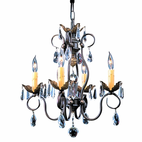 F-9904 Framburg 4-Light Mahogany Bronze Liebestraum Mini Chandelier