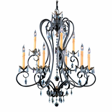 F-9909 Framburg 9-Light Mahogany Bronze Liebestraum Dining Chandelier