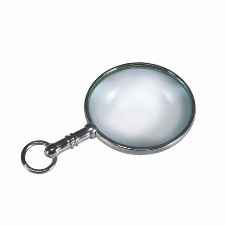 AC093 Authentic Models Double Silver-plated on Leather Strap Pendant Magnifier