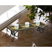 AC19036 Springdale 3.75H Herringbone 2-Piece Mosaic Art Glass Candle Holders
