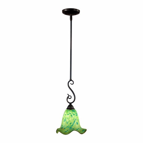 AH11252CB Springdale 11.25W Green Apple Hand Blown Art Glass Mini Pendant