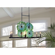 AH14304 Dale Tiffany Waterfront 6-Light Hand Blown Art Glass Island Fixture